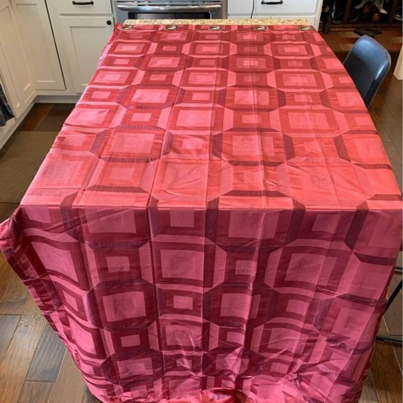 3 Large 94”x46” Curtain Panels Subtle Red Geometric Pattern with Grommet Top